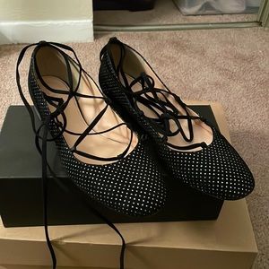 Sparkly lace up flats | J.Crew